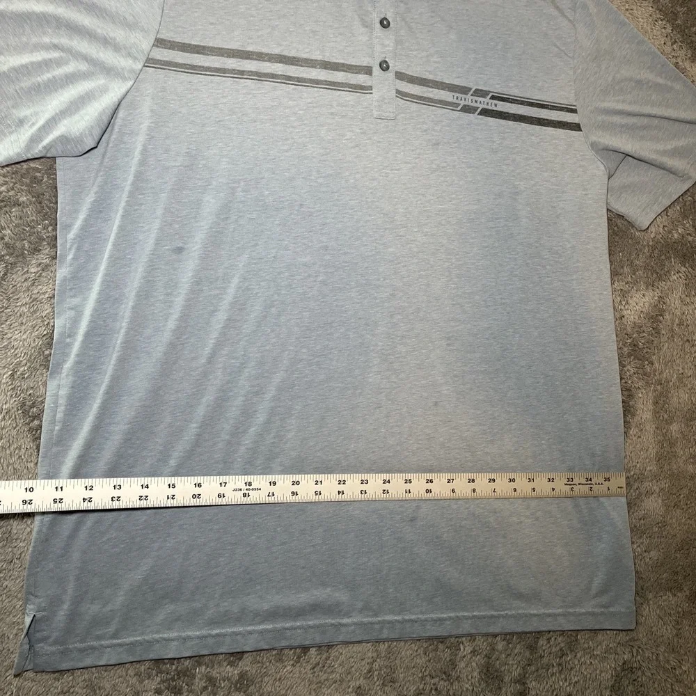 Travis Matthew Men's SZ 3XL Short Sleeve Gold Polo Baby Blue W Grey Stripe Shirt